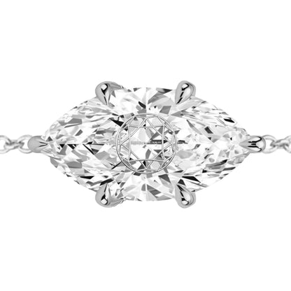 צמיד יהלום מעבדה מרקיזה מרחפת חריטה בעיצוב אישי - זהב 14 קראט צהוב/לבן/רוז גולד