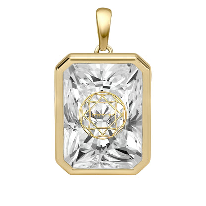 תליון יהלום מעבדה רדיאן עם חריטת לייזר בעיצוב אישי - שיבוץ בזל זהב 14 קראט צהוב/לבן/רוז גולד
