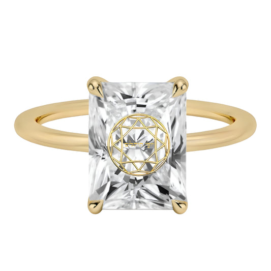 טבעת יהלום מעבדה רדיאן חריטה בעיצוב אישי - זהב 14 קראט צהוב/לבן/רוז גולד