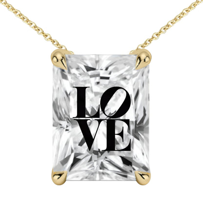 שרשרת יהלום מעבדה רדיאן מרחפת חריטה LOVE - זהב 14 קראט צהוב/לבן/רוז גולד