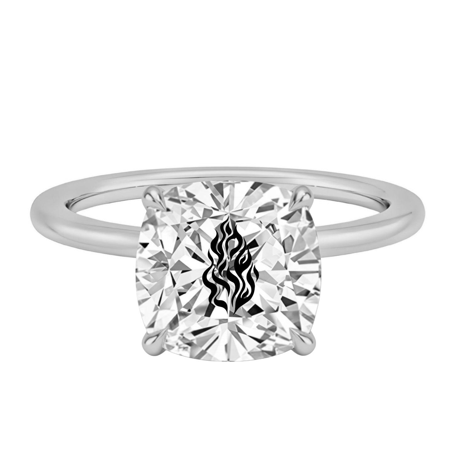 טבעת יהלום מעבדה קושן חריטה שמע ישראל - זהב 14 קראט צהוב/לבן/רוז גולד