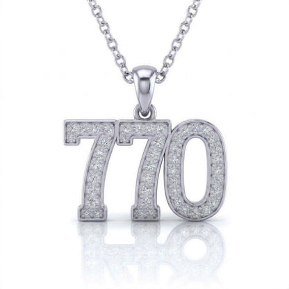 שרשרת תליון מספר 770 בשיבוץ יהלומי מעבדה זהב 14 קראט צהוב/לבן/רוז גולד