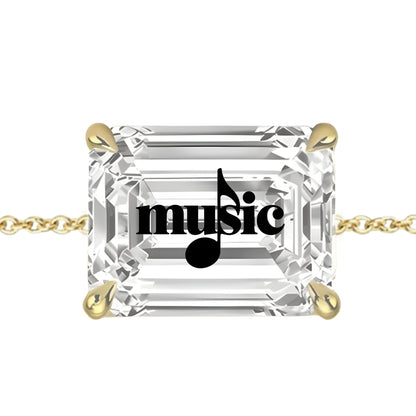 Lab Grown Diamond Emerald Bracelet With Music Laser Engraved On The Diamond 14K Gold