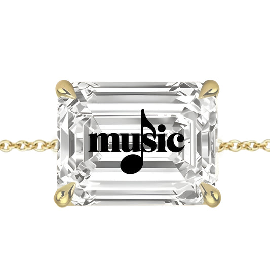 Lab Grown Diamond Emerald Bracelet With Music Laser Engraved On The Diamond 14K Gold