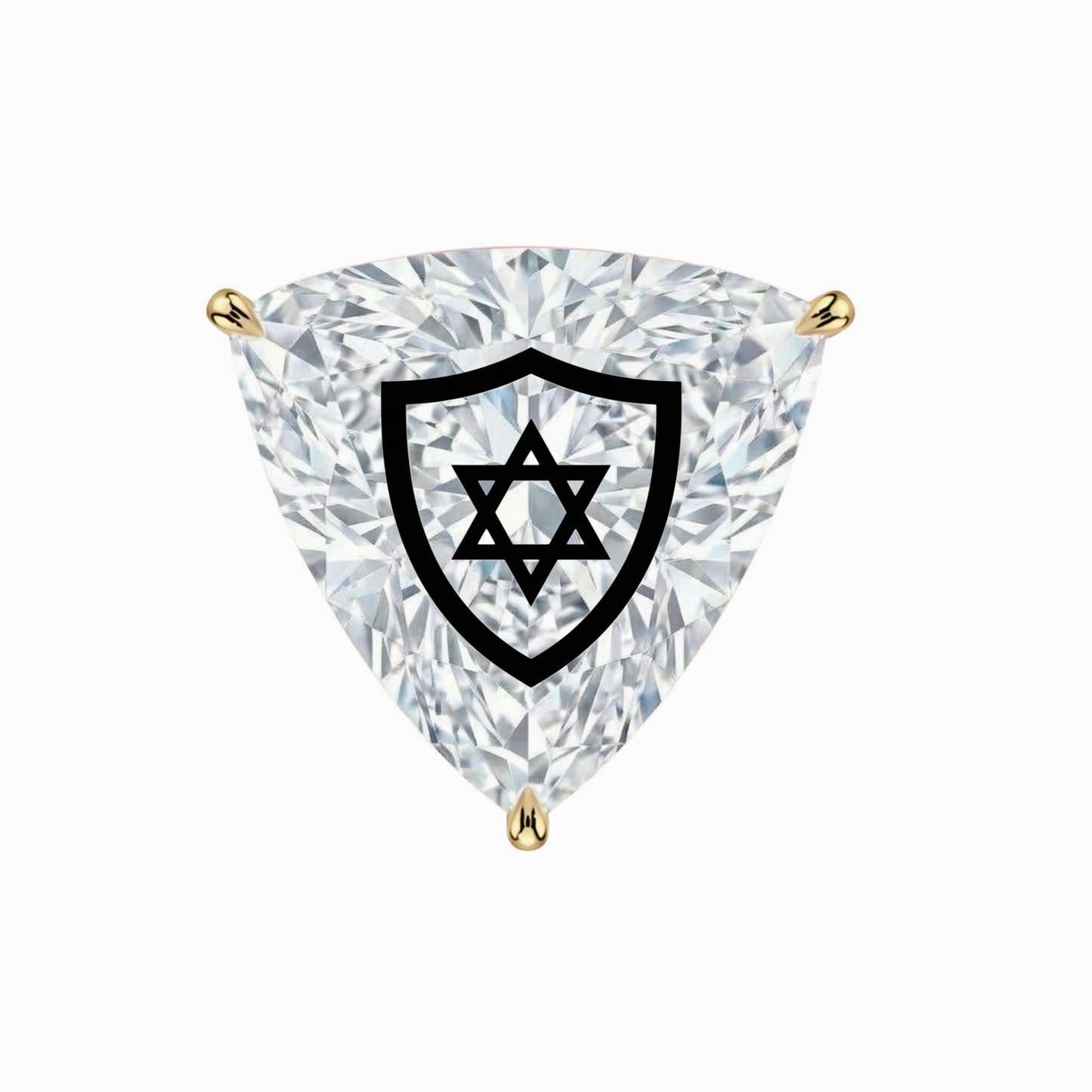 עגיל אבן מוסונייט משולש עם חריטת לייזר מגן דוד – זהב 14 קראט צהוב/לבן/רוז גולד
