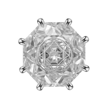 עגיל יהלום מעבדה מתומן Octagon Rose Cut זהב 14 קראט צהוב/לבן/רוז גולד – עגיל ייחודי