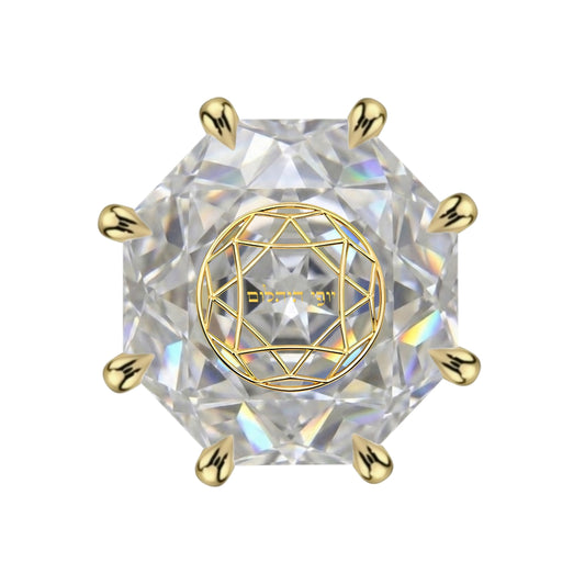 עגיל יהלום מעבדה מתומן Octagon Rose Cut זהב 14 קראט צהוב/לבן/רוז גולד – עגיל ייחודי