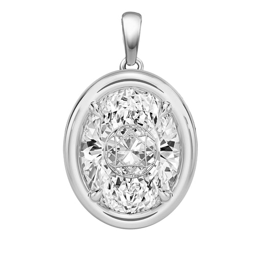 תליון אבן מוסונייט אובל עם חריטת לייזר בעיצוב אישי - שיבוץ בזל ציפורני חתול כסף 925