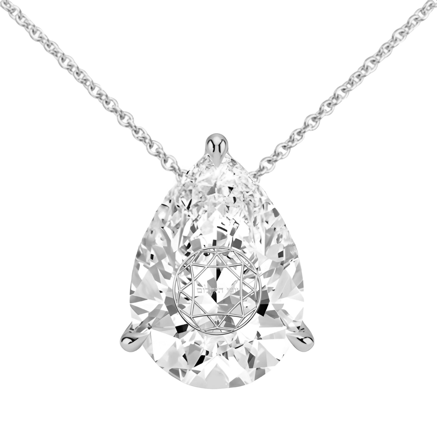 שרשרת יהלום מעבדה טיפה מרחפת עם חריטת לייזר בעיצוב אישי - זהב 14 קראט צהוב/לבן/רוז גולד