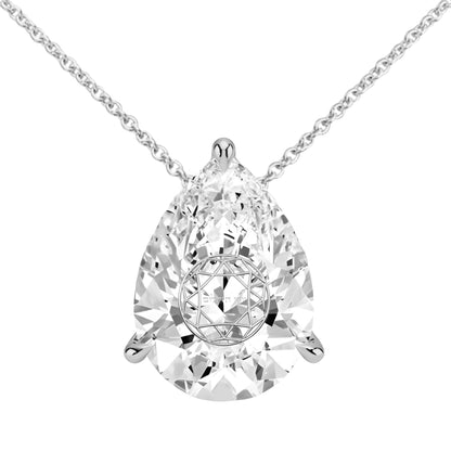 שרשרת יהלום מעבדה טיפה מרחפת עם חריטת לייזר בעיצוב אישי - זהב 14 קראט צהוב/לבן/רוז גולד