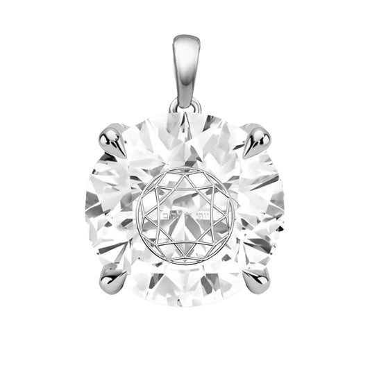 תליון אבן מוסונייט עגול עם חריטת לייזר בעיצוב אישי - כסף 925