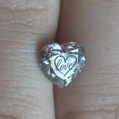 Laser Engrave On Center Table Of Lab Grown Diamond Heart Love Engraved