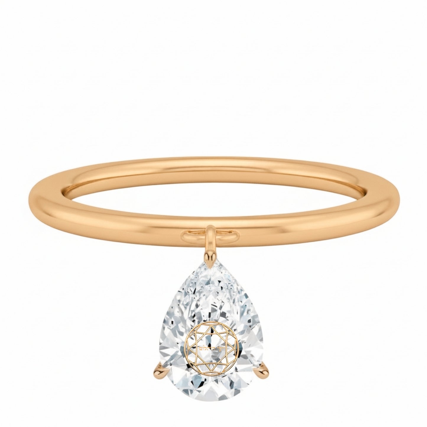 Laser Engrave On Lab Grown Diamond Pear Floating Pendant Custom Engrave 14K Yellow/White/Rose Gold