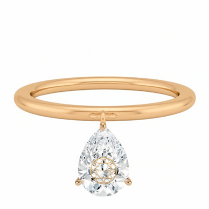 Laser Engrave On Lab Grown Diamond Pear Floating Pendant Custom Engrave 14K Yellow/White/Rose Gold
