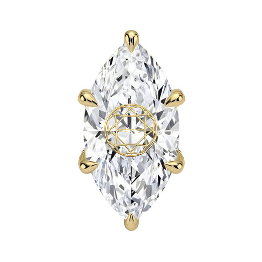 עגיל יהלום מעבדה מרקיזה עם חריטת לייזר בעיצוב אישי – זהב 14 קראט צהוב/לבן/רוז גולד – עגיל ייחודי