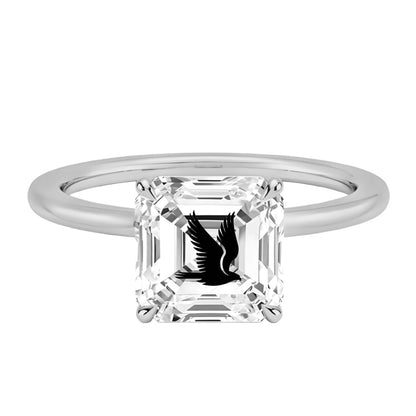 טבעת אבן מוסונייט אשר עם חריטת לייזר נשר - זהב 14 קראט צהוב/לבן/רוז גולד