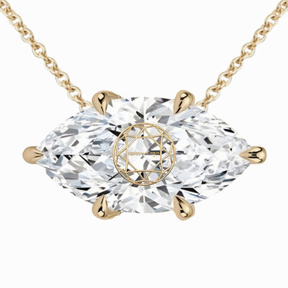 שרשרת יהלום מעבדה מרקיזה מרחפת עם חריטת לייזר בעיצוב אישי - זהב 14 קראט צהוב/לבן/רוז גולד