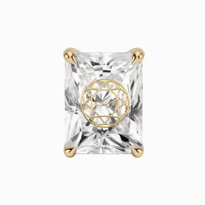 עגיל יהלום מעבדה רדיאן עם חריטת לייזר בעיצוב אישי – זהב 14 קראט צהוב/לבן/רוז גולד – עגיל ייחודי