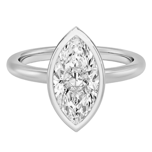 טבעת חותם אבן מוסונייט מרקיזה חריטת לייזר בעיצוב אישי - שיבוץ בזל כסף 925