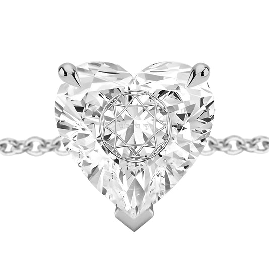 צמיד אבן מוסונייט לב מרחפת עם חריטת לייזר בעיצוב אישי - כסף 925