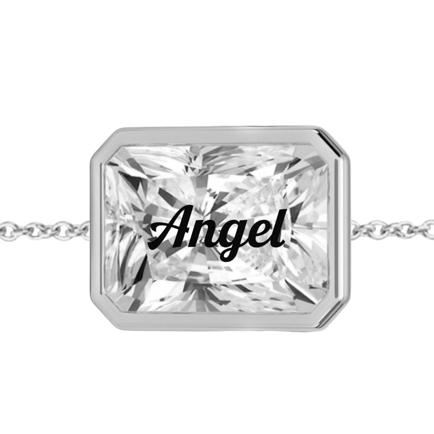 צמיד יהלום מעבדה רדיאן מרחף עם חריטת לייזר Angel – שיבוץ בזל זהב 14 קראט צהוב/לבן/רוז גולד