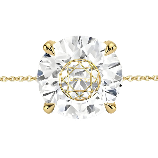 צמיד יהלום מעבדה עיגול מרחף חריטה בעיצוב אישי - זהב 14 קראט צהוב/לבן/רוז גולד