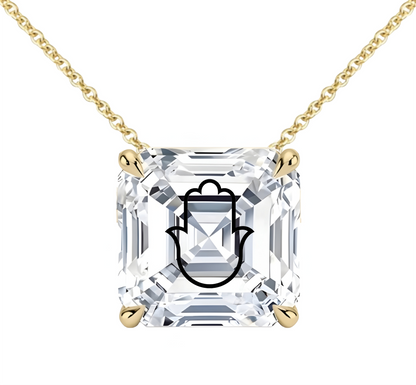 שרשרת זהב מוסונייט אשר מרחף חריטה חמסה