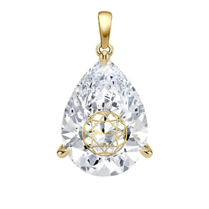 תליון יהלום מעבדה טיפה עם חריטת לייזר בעיצוב אישי - זהב 14 קראט צהוב/לבן/רוז גולד