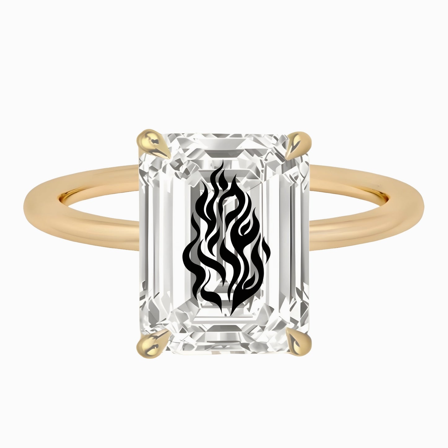 טבעת אבן מוסונייט רדיאן עם חריטת לייזר שמע ישראל - זהב 14 קראט צהוב/לבן/רוז גולד