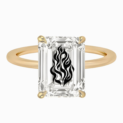 טבעת אבן מוסונייט רדיאן עם חריטת לייזר שמע ישראל - זהב 14 קראט צהוב/לבן/רוז גולד