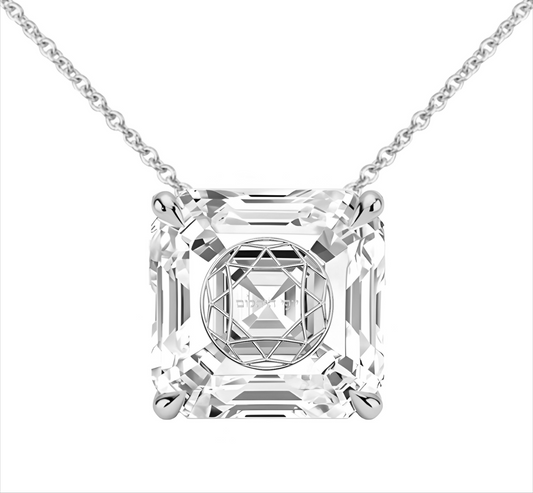 שרשרת אבן מוסונייט אשר מרחפת עם חריטת לייזר בעיצוב אישי - כסף 925