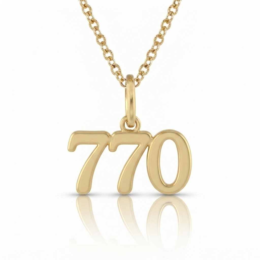 שרשרת תליון מספר 770 בעיצוב אישי זהב 14 קראט צהוב/לבן/רוז גולד