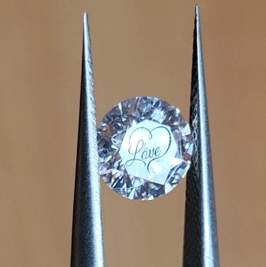 Laser Engrave On Center Lab Grown Diamond Round Love Engraved