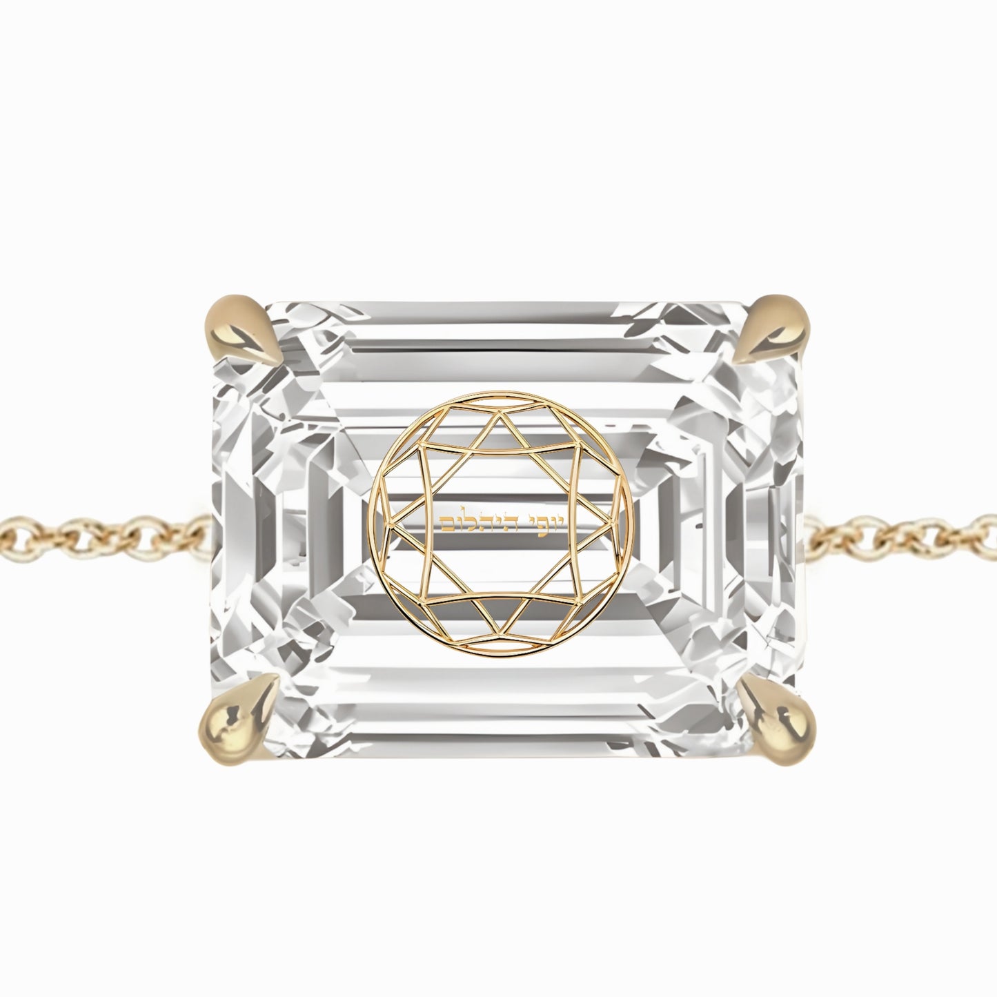 צמיד יהלום מעבדה אמרלד מרחפת חריטה בעיצוב אישי - זהב 14 קראט צהוב/לבן/רוז גולד