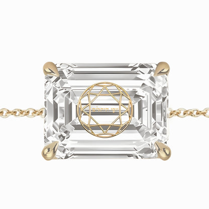 צמיד יהלום מעבדה אמרלד מרחפת חריטה בעיצוב אישי - זהב 14 קראט צהוב/לבן/רוז גולד