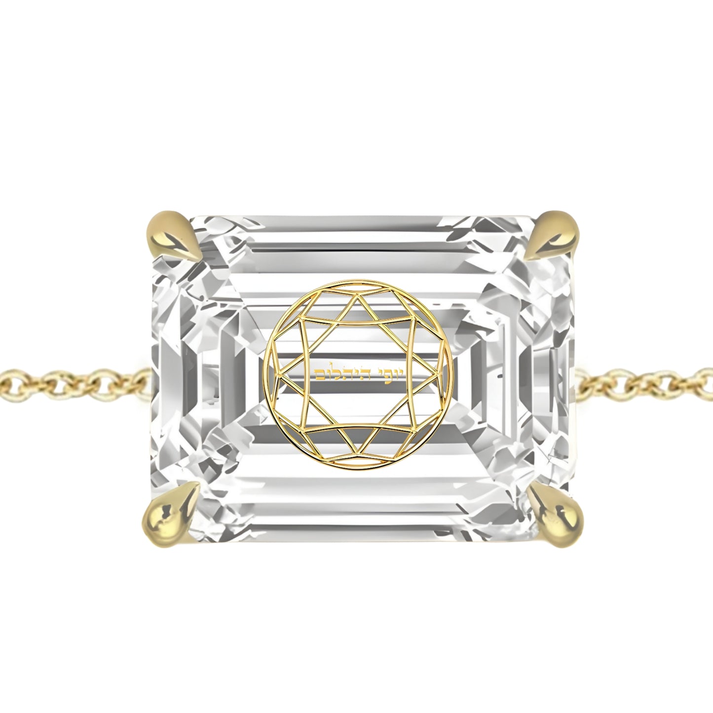 צמיד יהלום מעבדה אמרלד מרחפת חריטה בעיצוב אישי - זהב 14 קראט צהוב/לבן/רוז גולד