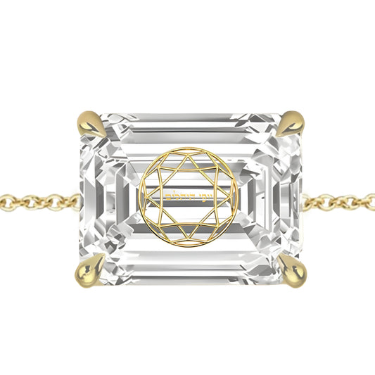 צמיד יהלום מעבדה אמרלד מרחפת חריטה בעיצוב אישי - זהב 14 קראט צהוב/לבן/רוז גולד