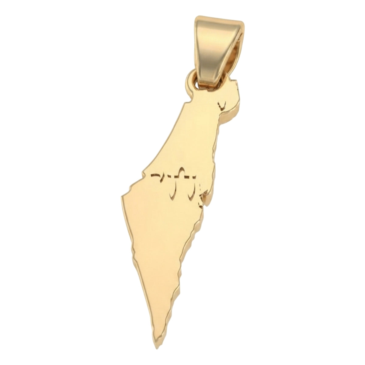 תליון מפת ארץ ישראל עם חי זהב 14 קראט צהוב/לבן/רוז גולד - עיצוב מיוחד