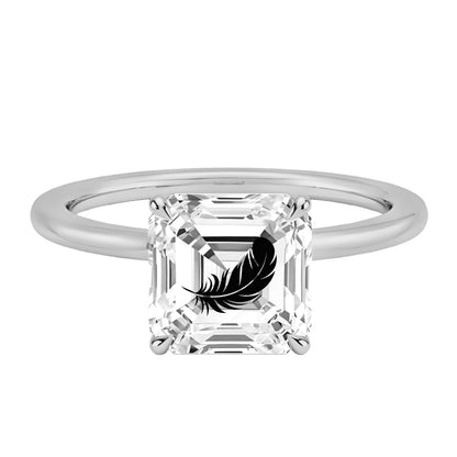 טבעת אבן מוסונייט אשר עם חריטת לייזר נוצה - כסף 925