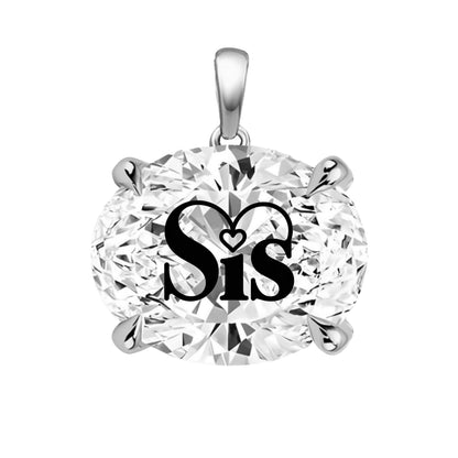 תליון יהלום מעבדה אובל עם חריטת לייזר SIS - זהב 14 קראט צהוב/לבן/רוז גולד