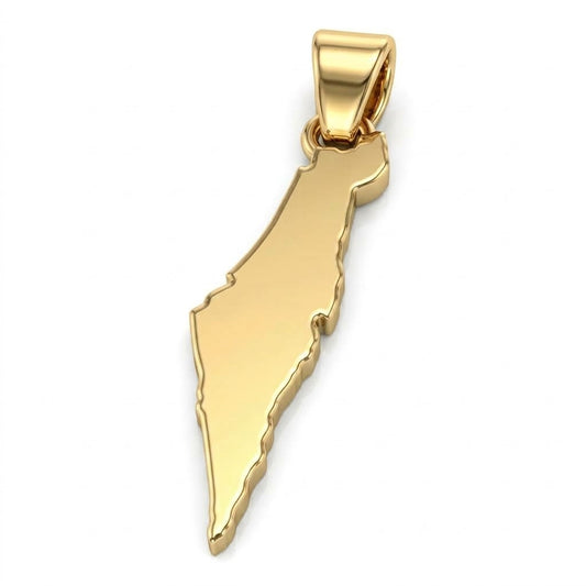 ISRAEL Map With Custom Name Verse Engraving On the Back Pendant 14K Yellow/White/Rose Gold