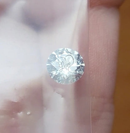 Laser Engrave On Center Lab Grown Diamond Round Love Engraved
