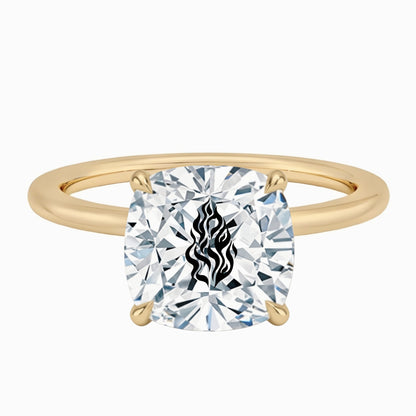 טבעת יהלום מעבדה קושן חריטה שמע ישראל - זהב 14 קראט צהוב/לבן/רוז גולד