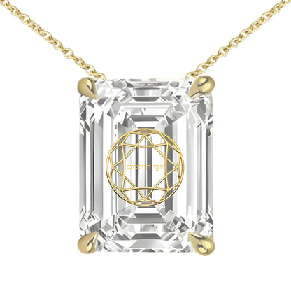 שרשרת יהלום מעבדה אמרלד מרחף עם חריטת לייזר בעיצוב אישי - זהב 14 קראט צהוב/לבן/רוז גולד