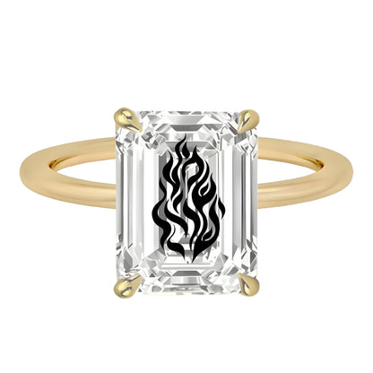 טבעת אבן מוסונייט רדיאן עם חריטת לייזר שמע ישראל - זהב 14 קראט צהוב/לבן/רוז גולד