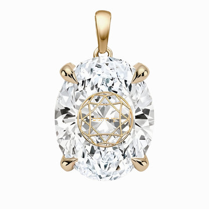 תליון יהלום מעבדה אובל עם חריטת לייזר בעיצוב אישי - זהב 14 קראט צהוב/לבן/רוז גולד