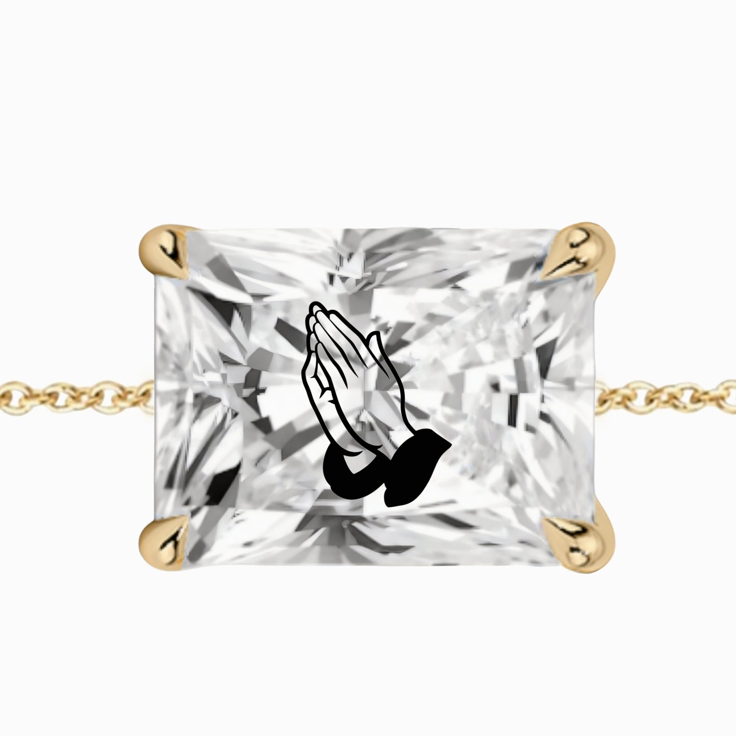 צמיד יהלום מעבדה רדיאן מרחפת עם חריטת לייזר ידיים מתפללות – זהב 14 קראט צהוב/לבן/רוז גולד