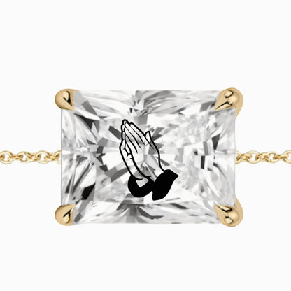 צמיד יהלום מעבדה רדיאן מרחפת עם חריטת לייזר ידיים מתפללות – זהב 14 קראט צהוב/לבן/רוז גולד