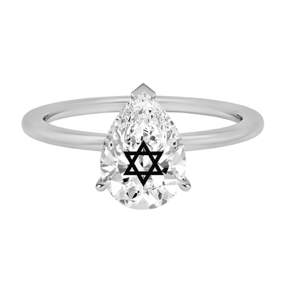 טבעת יהלום מעבדה טיפה חריטה מגן דוד - זהב 14 קראט צהוב/לבן/רוז גולד