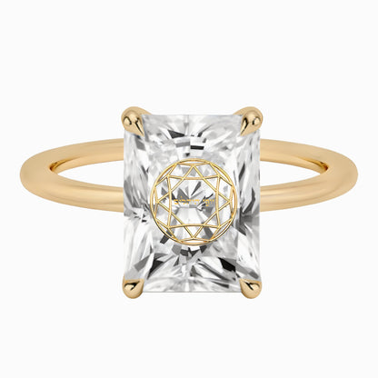 טבעת יהלום מעבדה רדיאן חריטה בעיצוב אישי - זהב 14 קראט צהוב/לבן/רוז גולד